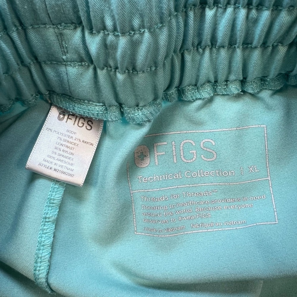 FIGS Technical Collection Scrub Pants Women XL Aqua Teal Straight Leg Drawstring - Picture 3 of 13